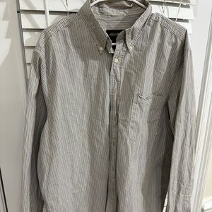 Eddie Bauer Long Sleeve Large Brown Button Up striped